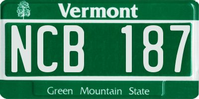 VT license plate NCB187