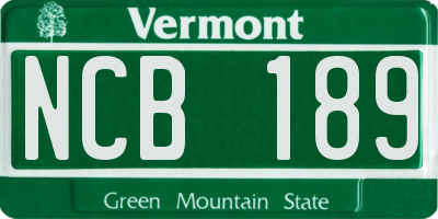 VT license plate NCB189