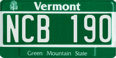 VT license plate NCB190