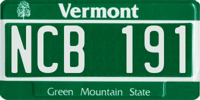 VT license plate NCB191