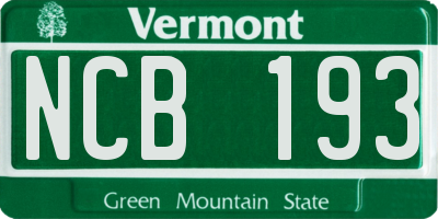 VT license plate NCB193