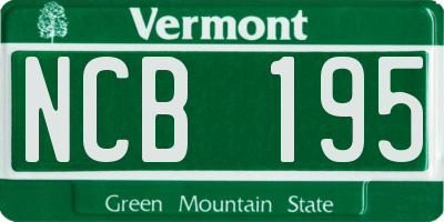 VT license plate NCB195