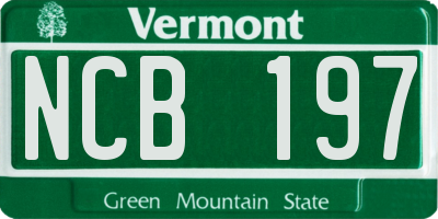 VT license plate NCB197