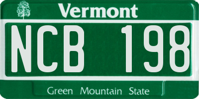 VT license plate NCB198