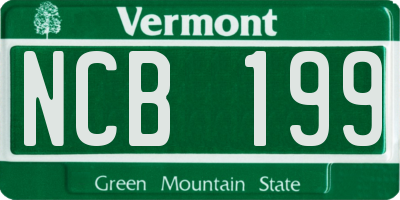 VT license plate NCB199