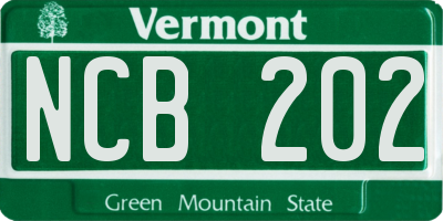 VT license plate NCB202