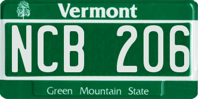VT license plate NCB206
