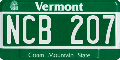 VT license plate NCB207