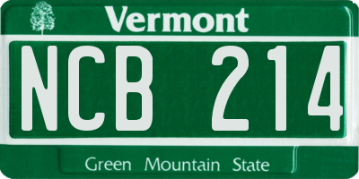 VT license plate NCB214