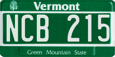 VT license plate NCB215