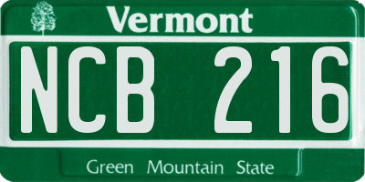 VT license plate NCB216
