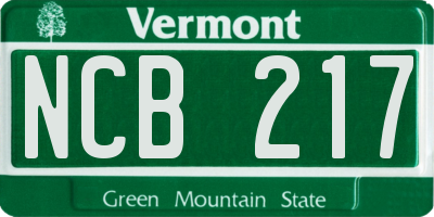 VT license plate NCB217