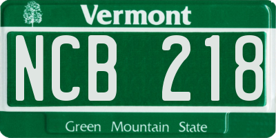 VT license plate NCB218