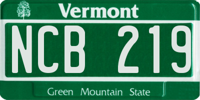VT license plate NCB219