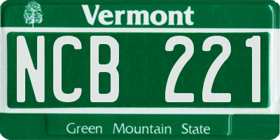VT license plate NCB221