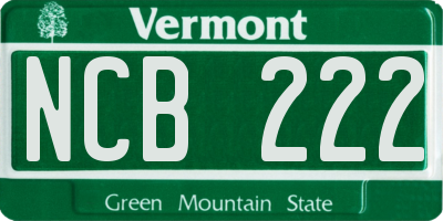 VT license plate NCB222