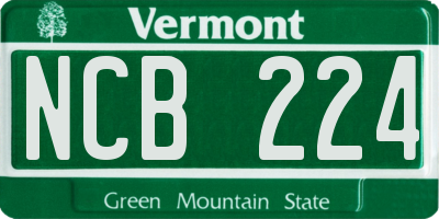 VT license plate NCB224