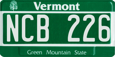 VT license plate NCB226