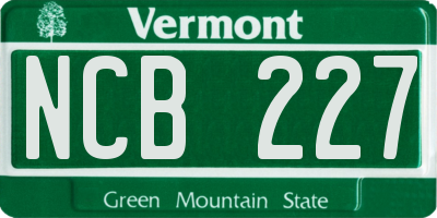 VT license plate NCB227