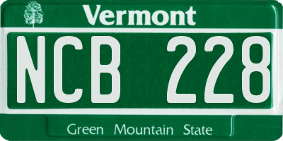 VT license plate NCB228