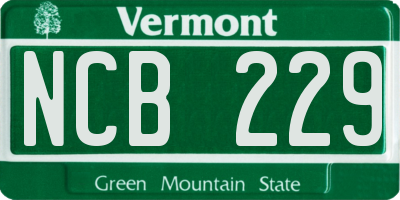 VT license plate NCB229