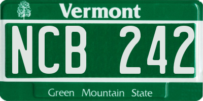 VT license plate NCB242
