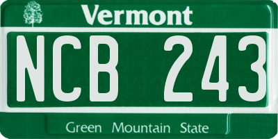 VT license plate NCB243