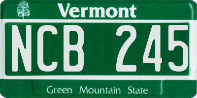VT license plate NCB245