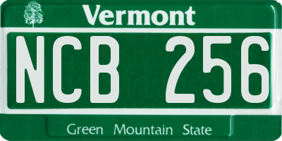 VT license plate NCB256