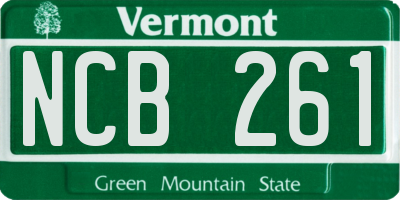 VT license plate NCB261