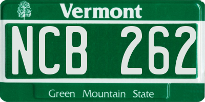 VT license plate NCB262