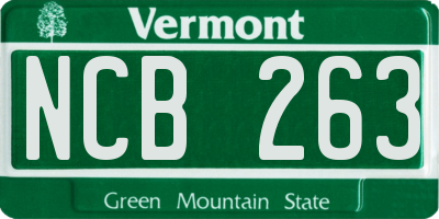 VT license plate NCB263