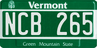 VT license plate NCB265