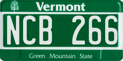 VT license plate NCB266