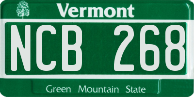 VT license plate NCB268