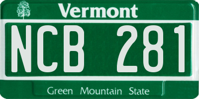 VT license plate NCB281