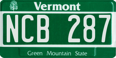 VT license plate NCB287