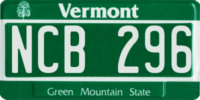 VT license plate NCB296
