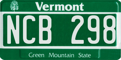 VT license plate NCB298