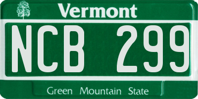 VT license plate NCB299