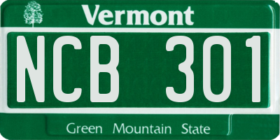 VT license plate NCB301