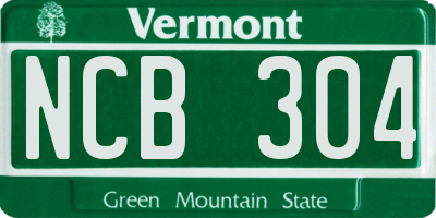 VT license plate NCB304
