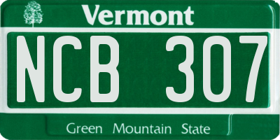 VT license plate NCB307