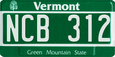 VT license plate NCB312
