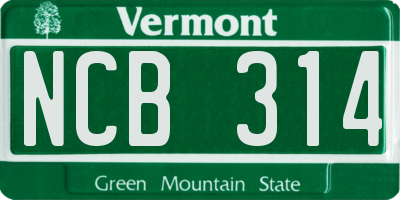 VT license plate NCB314