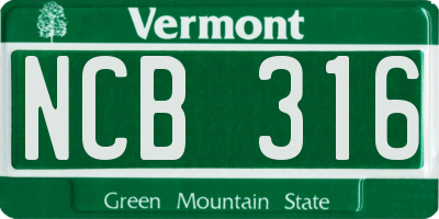 VT license plate NCB316