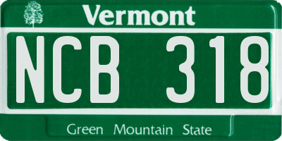 VT license plate NCB318