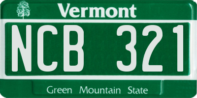 VT license plate NCB321