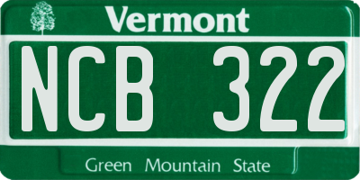 VT license plate NCB322