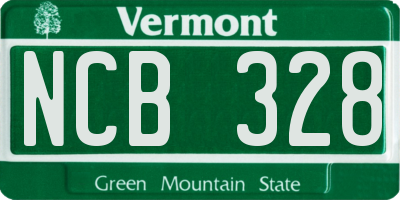 VT license plate NCB328